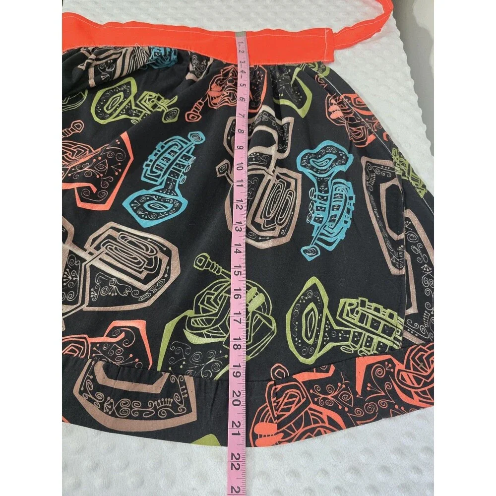 Vintage Half Apron Handmade Jazz Instruments Atomic Print Mid Century Mod MCM
